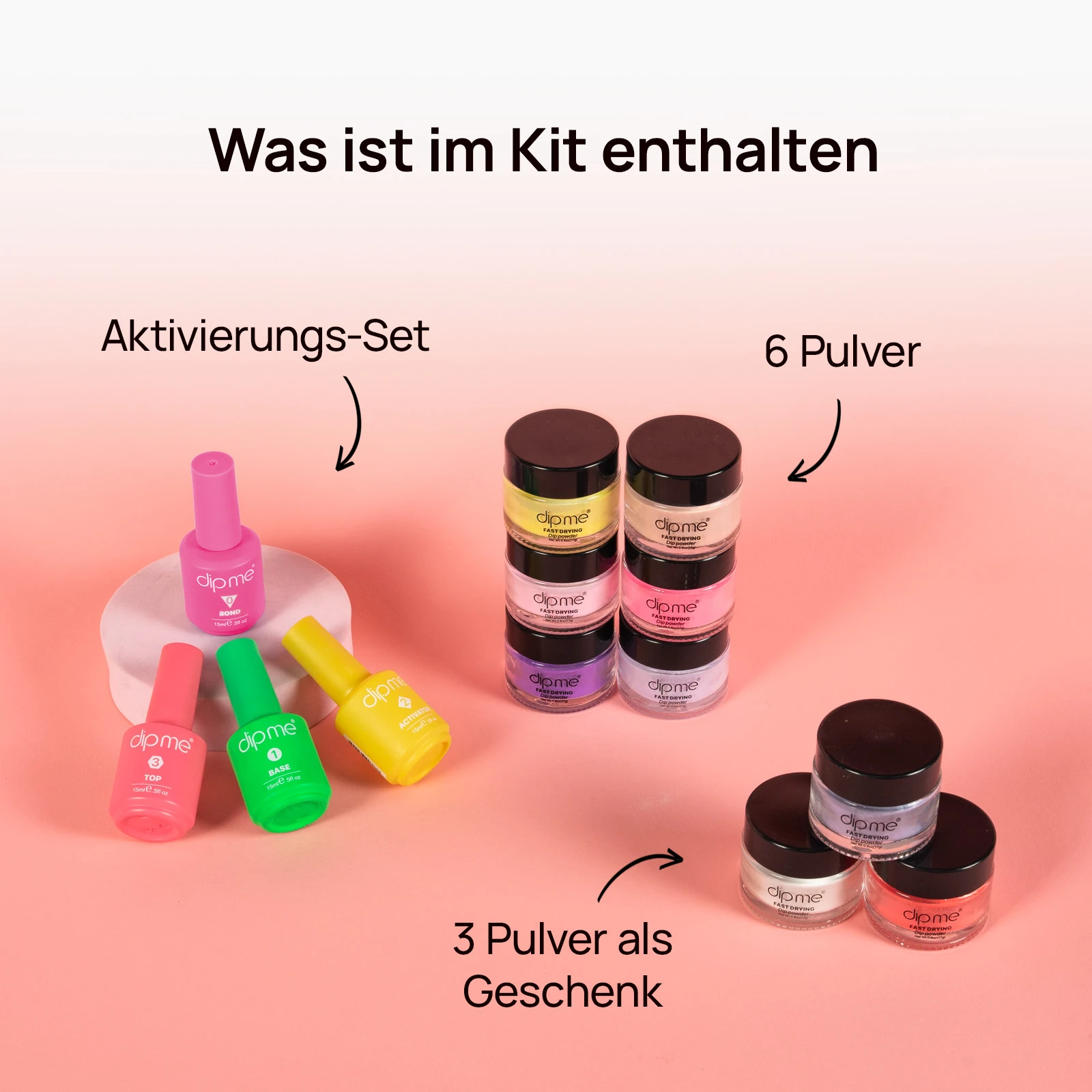 Starter-Kit mit 6 Tauchpulvern  + Geschenk: 3 zusätzliche Pulver 