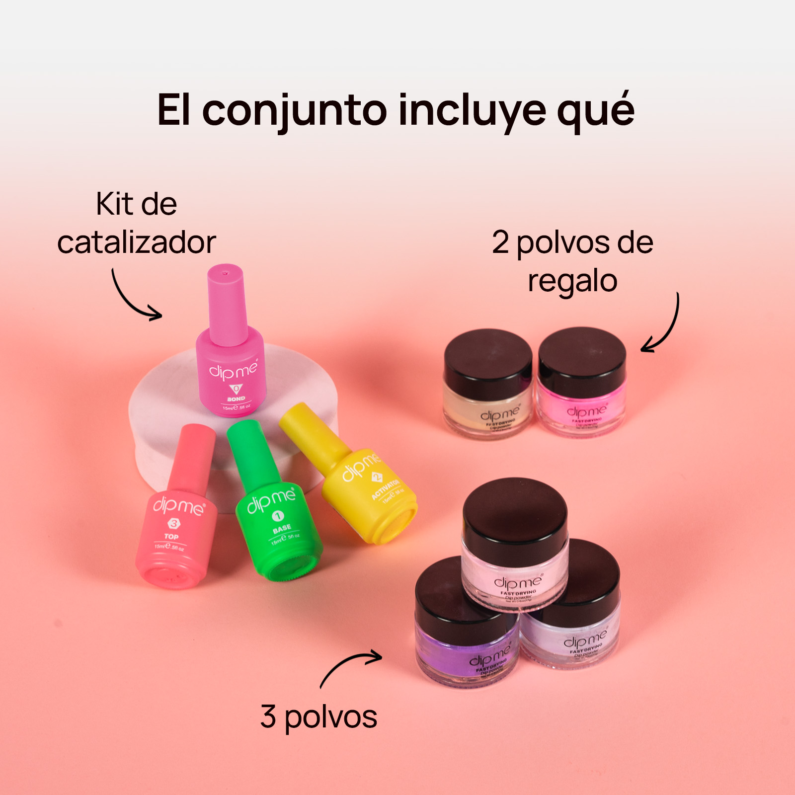 Kit inicial con 3 polvos de inmersión  + regalo de 2 polvos 