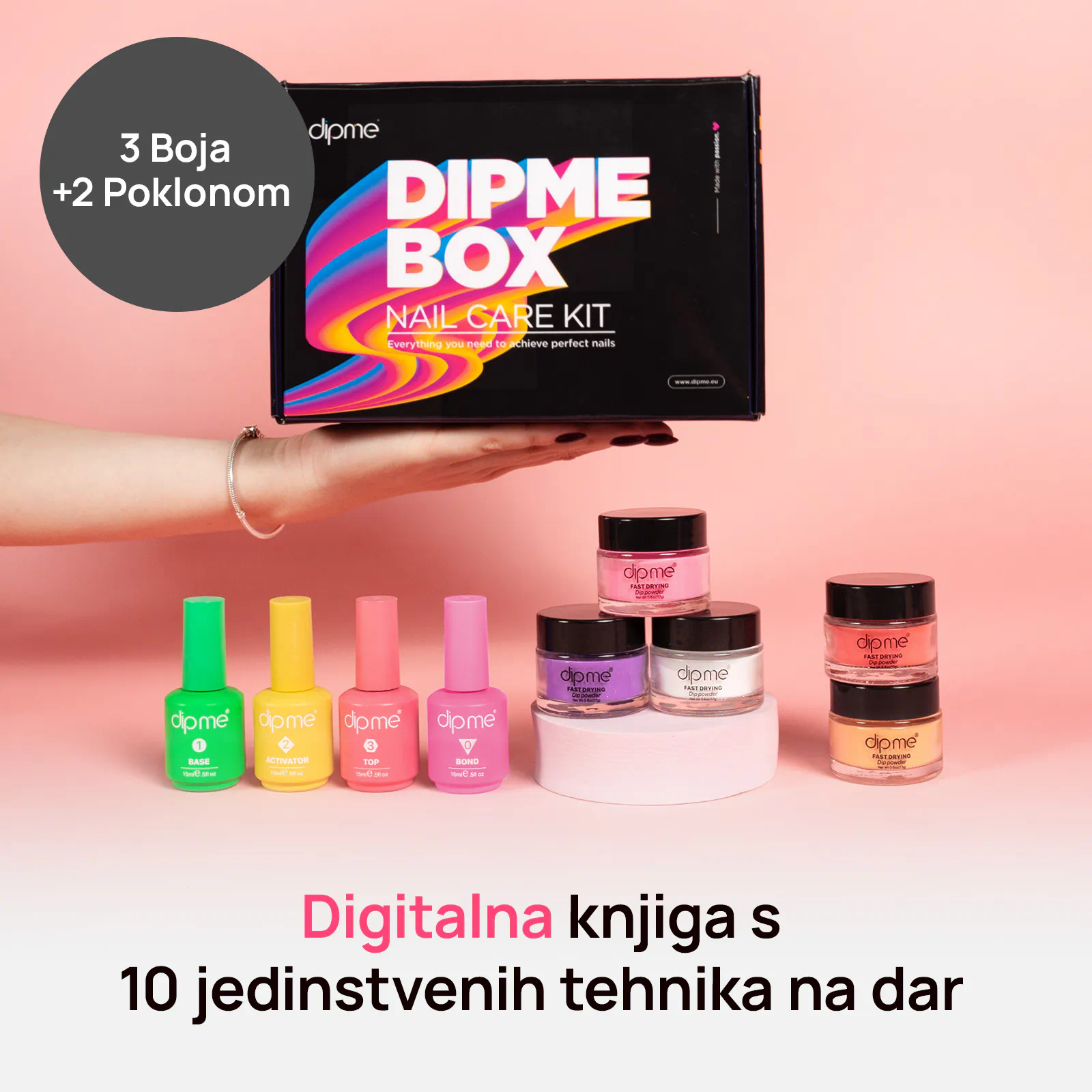 Početni set s 3 dip praha  + 2 praha na dar 