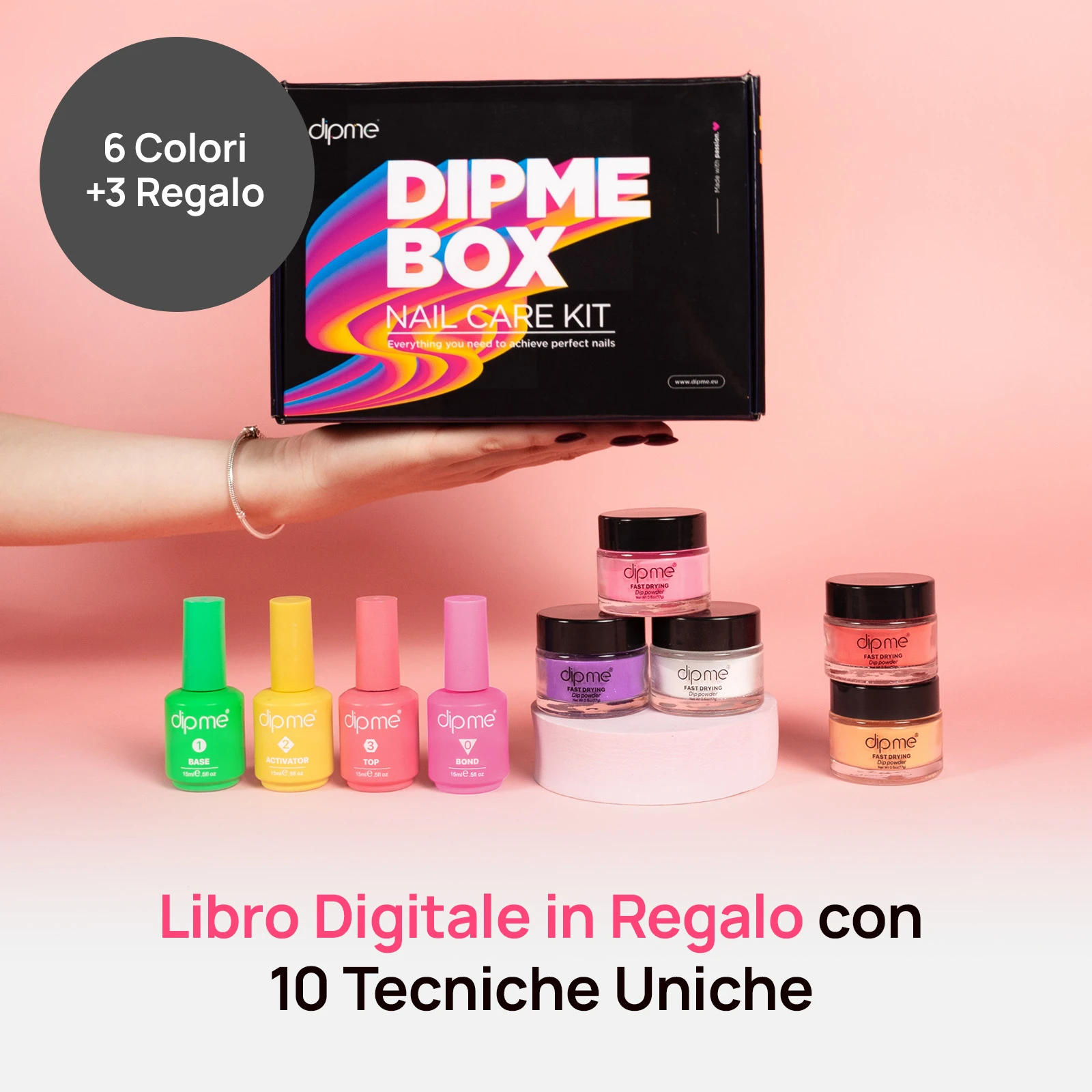 Kit iniziale con 6 polveri dip  + regalo di 3 polveri 