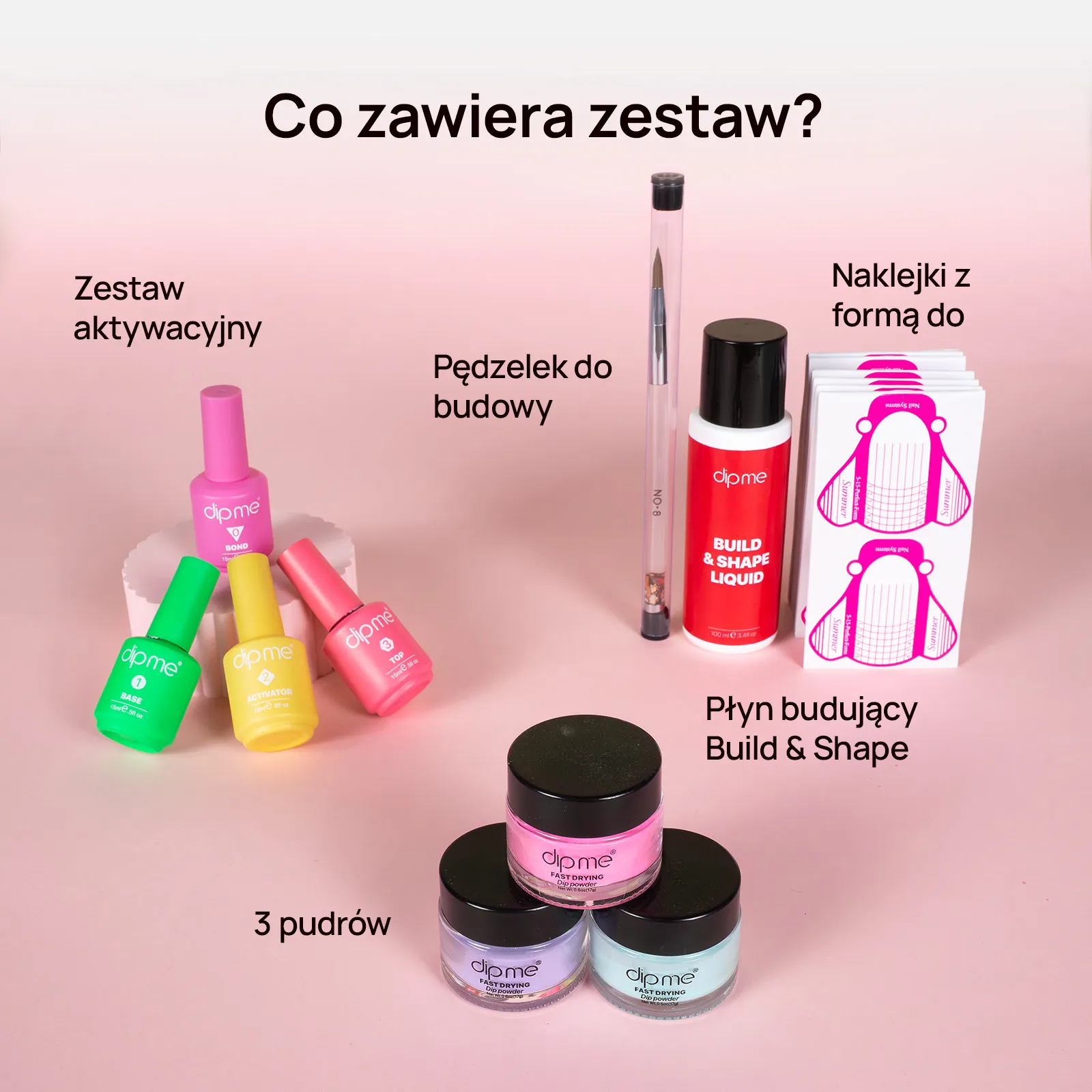 Zestaw startowy do przedłużania  + 3 wybrane pudry 