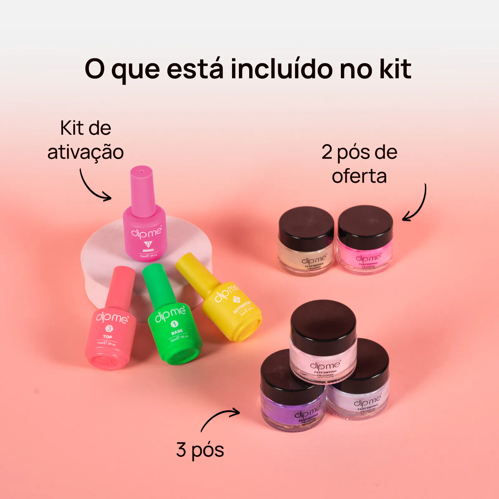 Kit inicial com 3 pós de imersão  + oferta de 2 pós 