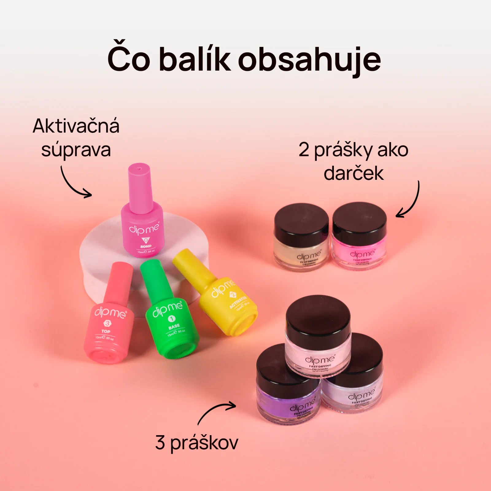 Štartovací balíček s 3 namáčacími práškami  + darček 2 prášky 