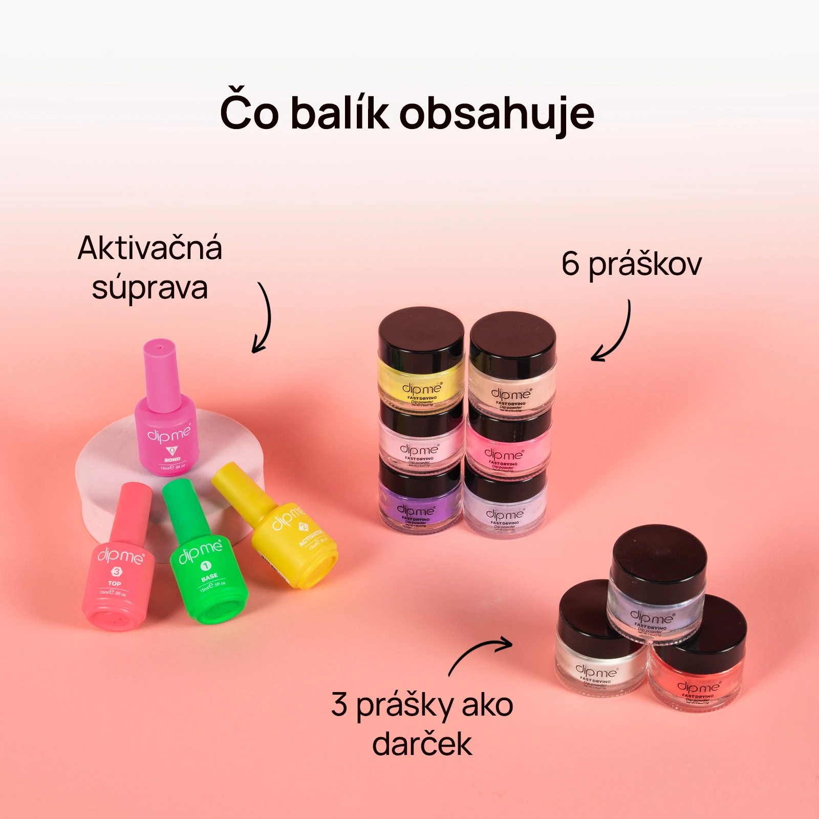 Štartovací balíček s 6 namáčacími práškami  + darček 3 prášky 